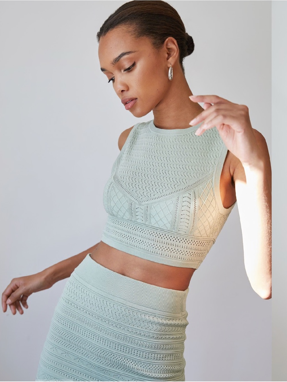 Aritzia Babaton Pointelle Tank Sage Green Size L
